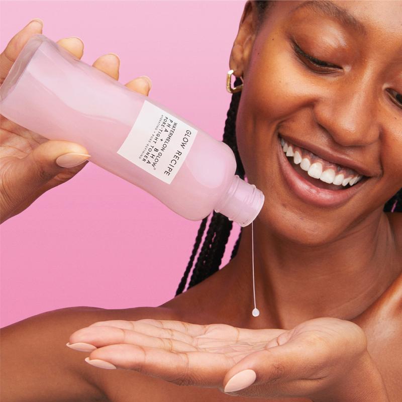 Glow Recipe Glass Skin Toner Bundle, Watermelon Glow PHA + BHA Pore-Tight Toner, Niacinamide Dew Drops, Pink Juice Moisturizer, Exfoliating, Hydrating Skincare Bundle