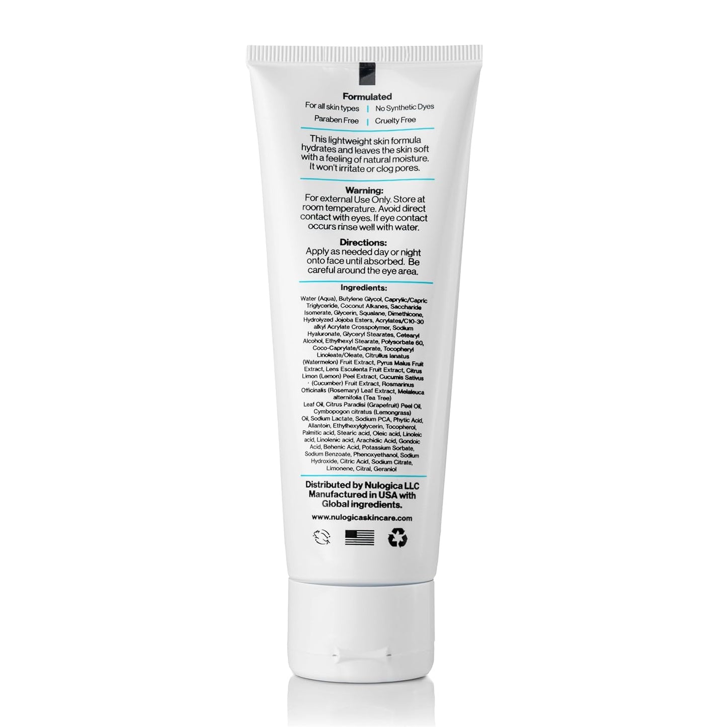 Daily Facial Moisturizer | All Skin Types | Face Cream | Hypoallergenic | Sensitive Skin | Normal to Oily | Water Based | Vegan