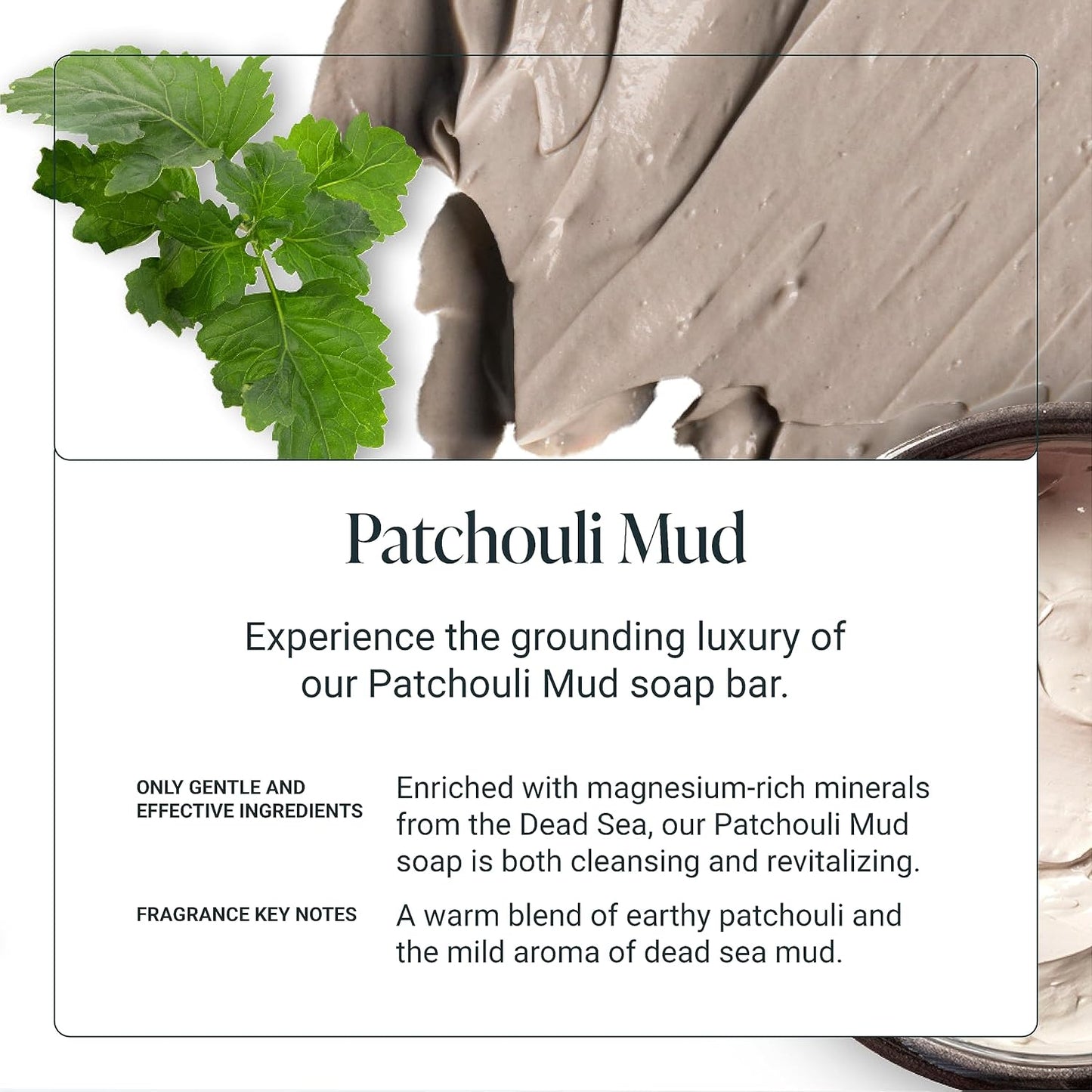 Handmade Cold-Process Natural Vegan Bar Soap, Patchouli Mud, 1 Bar (3.5Oz)
