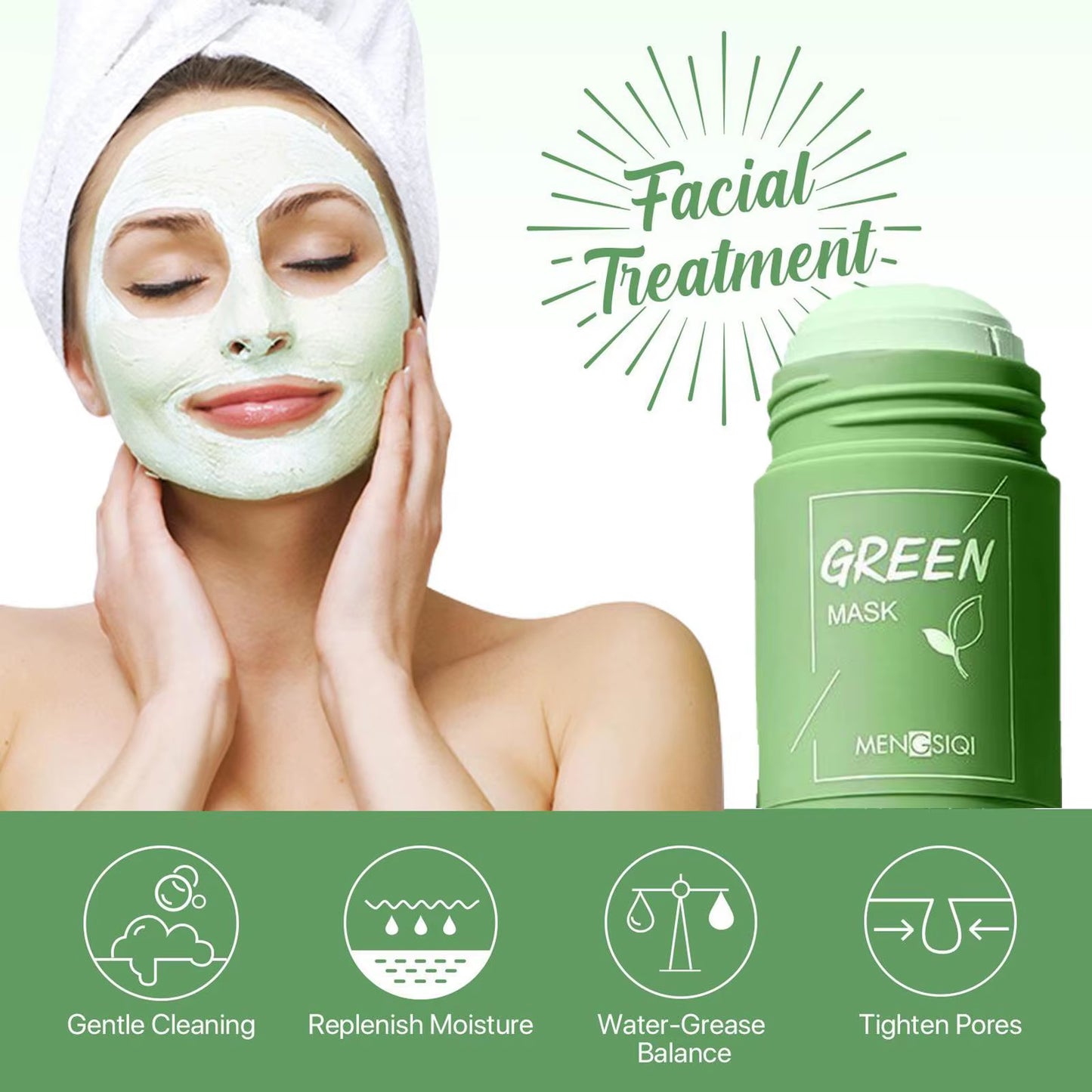 Green Tea Solid Cleansing Mask Replenishing Skin Moisturing Deep Cleaning Oil Control Nourishing Smoothing Facial Skin Product