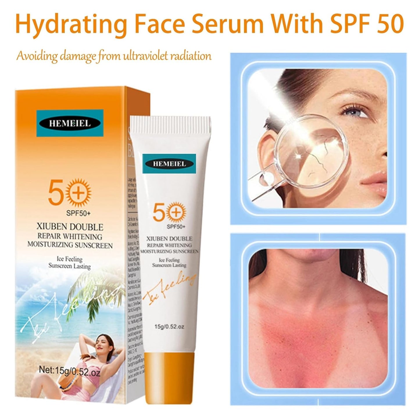 Face Sunscreen, Sunscreen for Face, Sunscreen SPF 50, Facial Sunscreen Clear Face Primer Improve Dullness, Travel Size Sunscreen, Oil Free Sunscreen for Women, All-Day Lasting - 15G